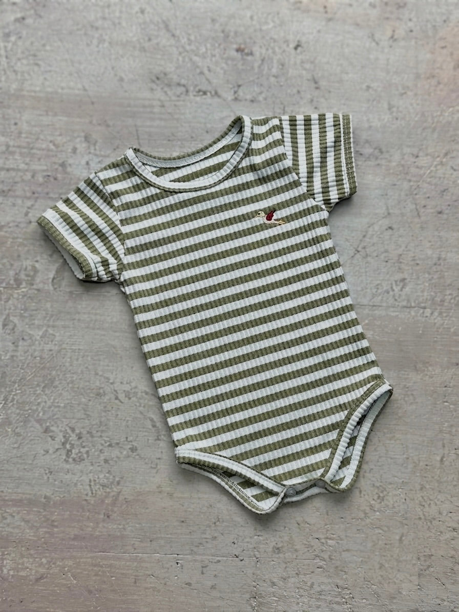 Body Risueño Verde Oliva Rayas Bebe