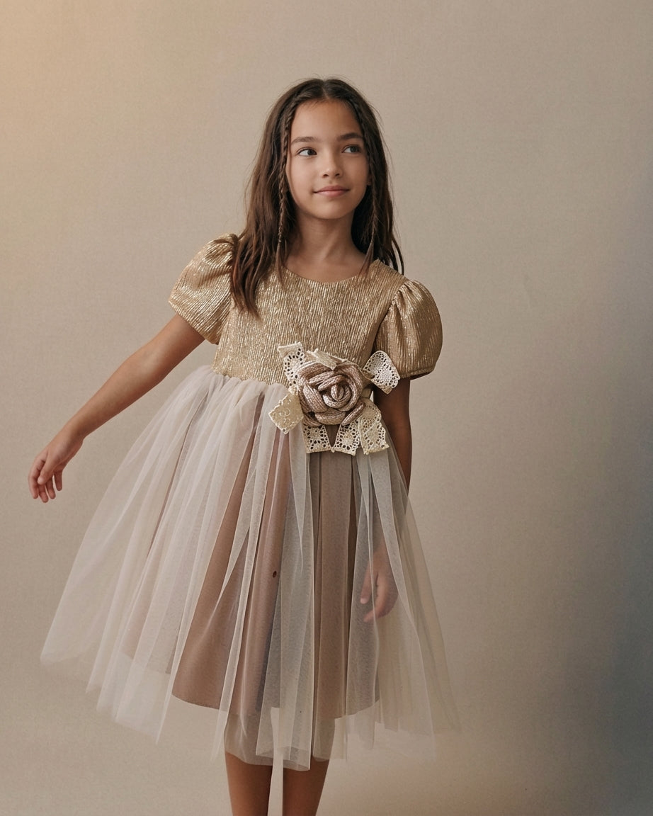 VESTIDO DESTELLO DORADO