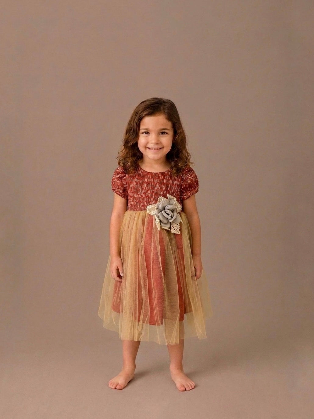 Vestido Destello Terracota Bebe