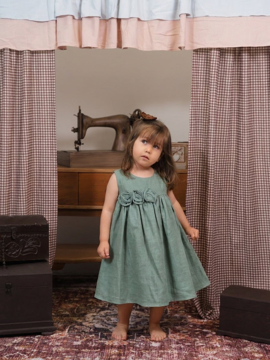 Vestido Amapola Verde Bebe