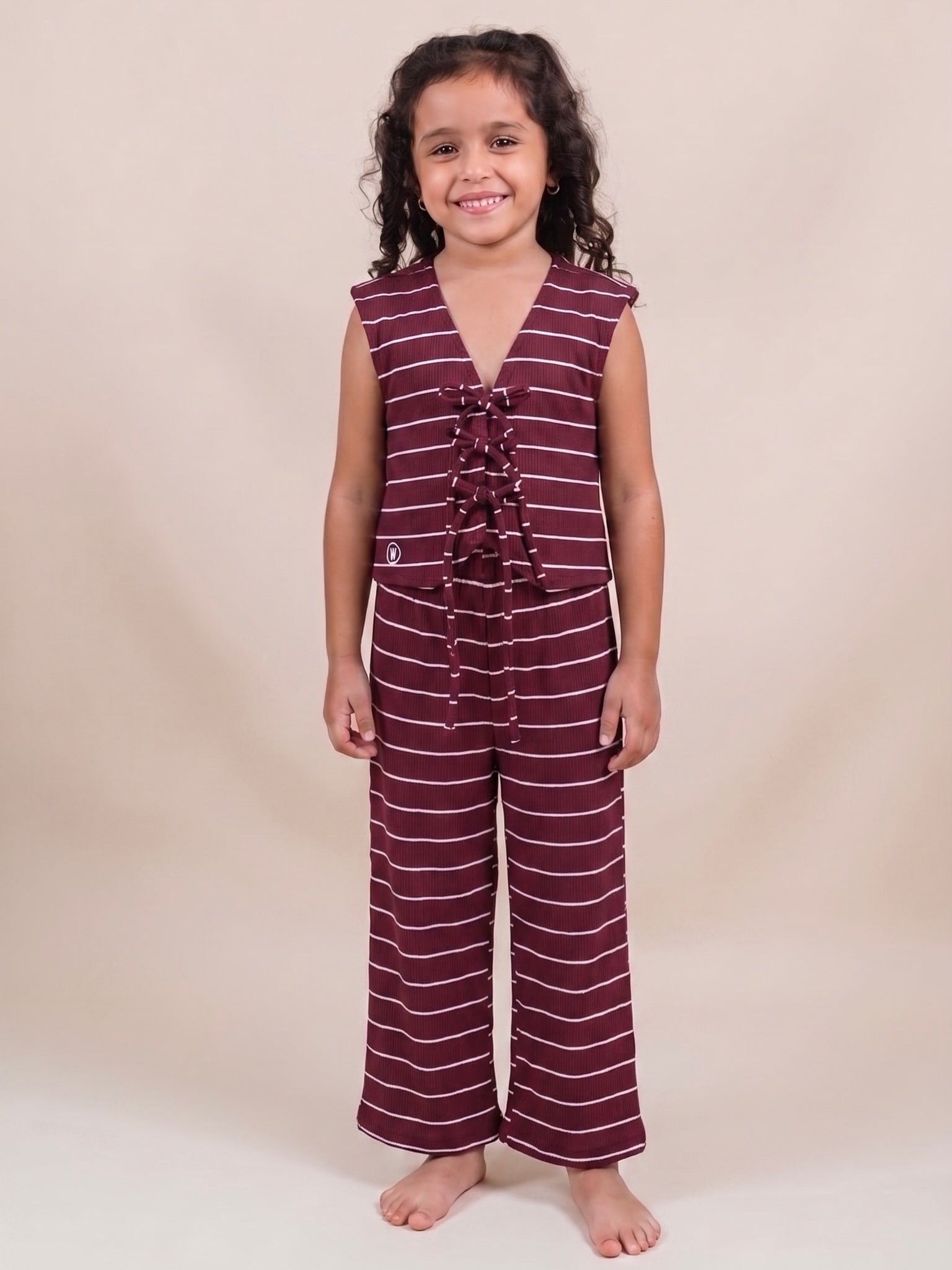 Conjunto Aura Rayas Vino Niña