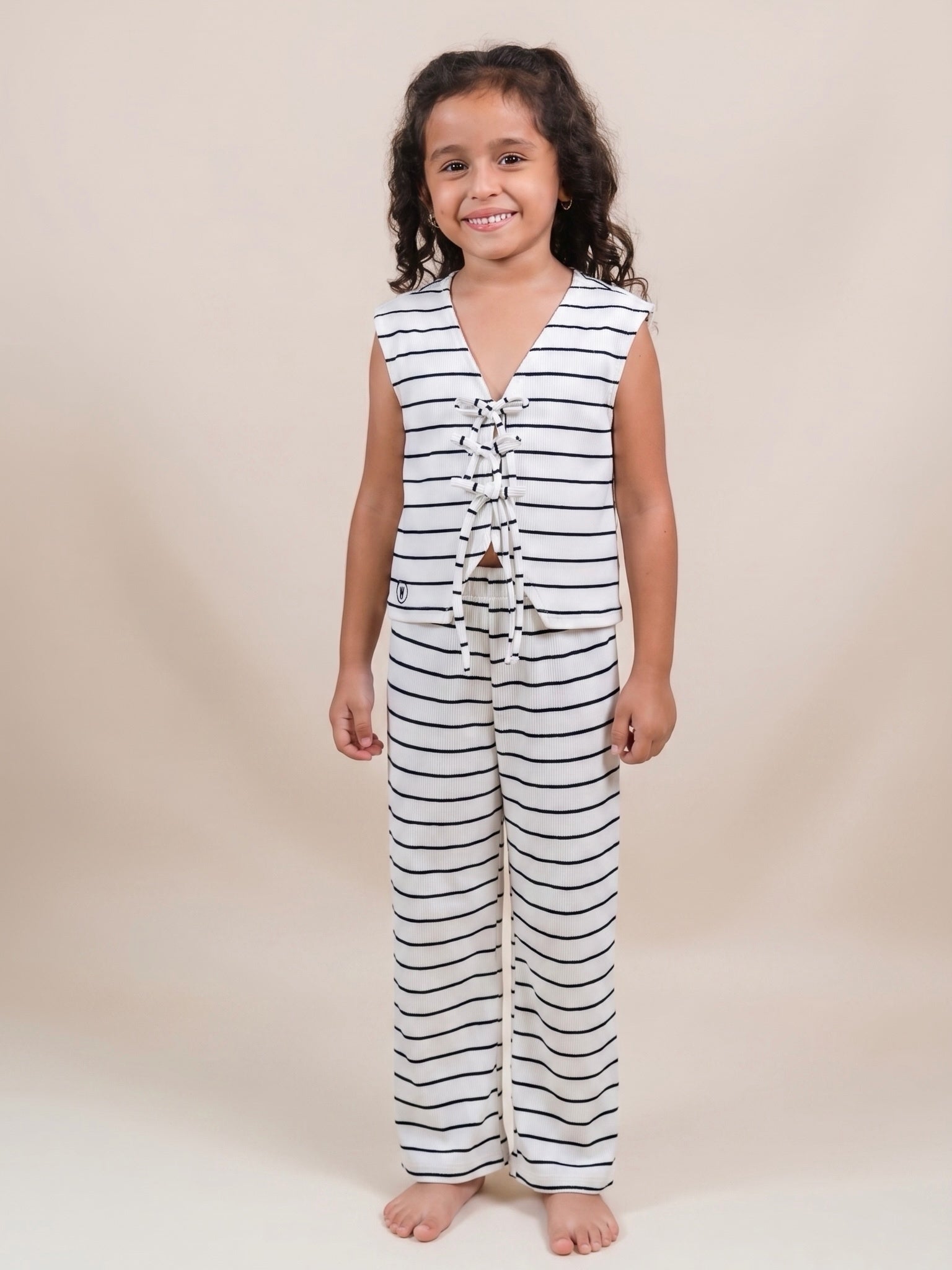 Conjunto Aura Rayas Marfil Niña