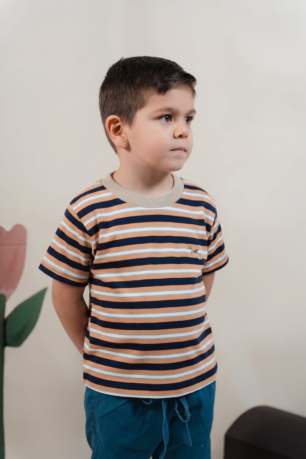 Camiseta Cascabel Bebe Rayas Naranja-negro