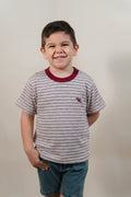 Camiseta Cascabel Niño Rayas Gris-Vino