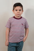 Camiseta Cascabel Niño Rayas Vino-Gris